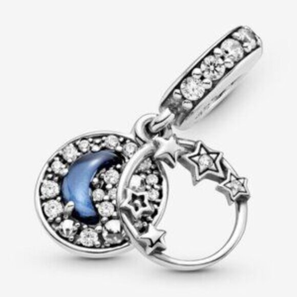 Pandora dark blue night sky star and moon charm - Picture 3 of 4